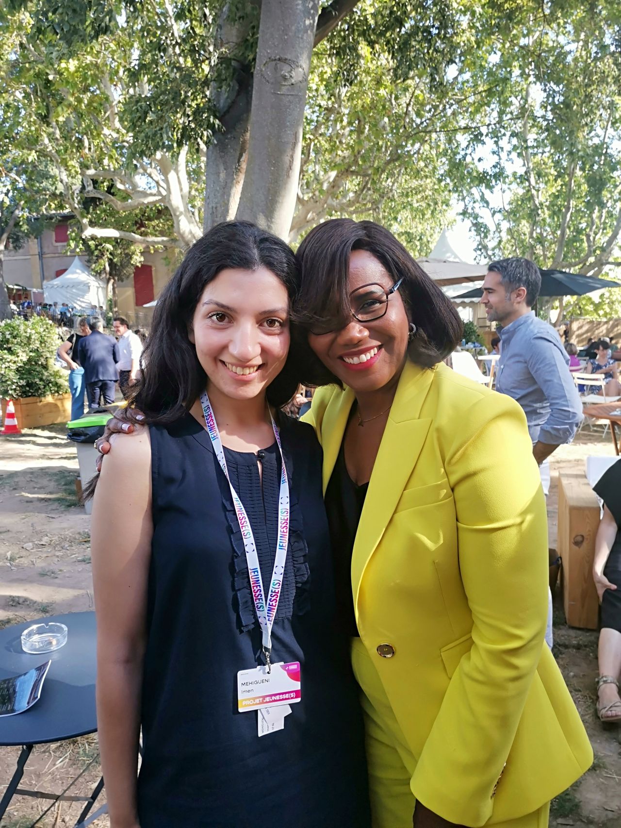 Imen with a woman she met through her journey