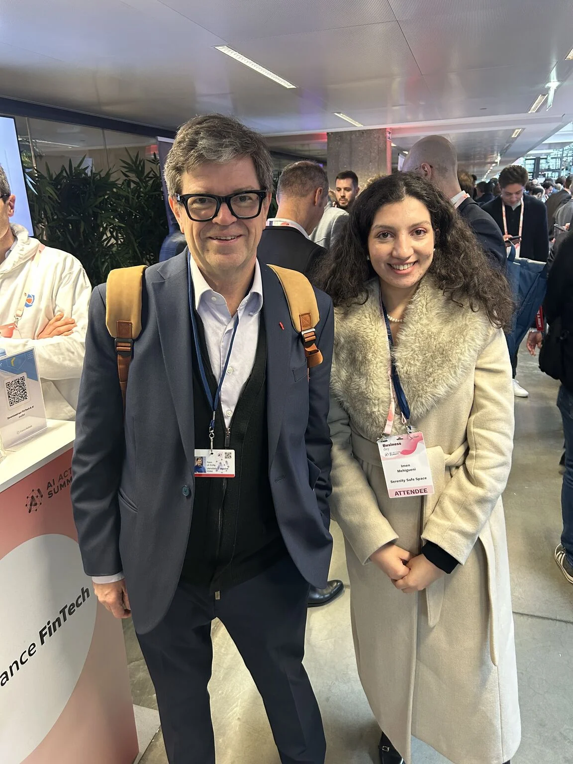Imen avec Yann LeCun au Sommet pour l’action sur l’IA